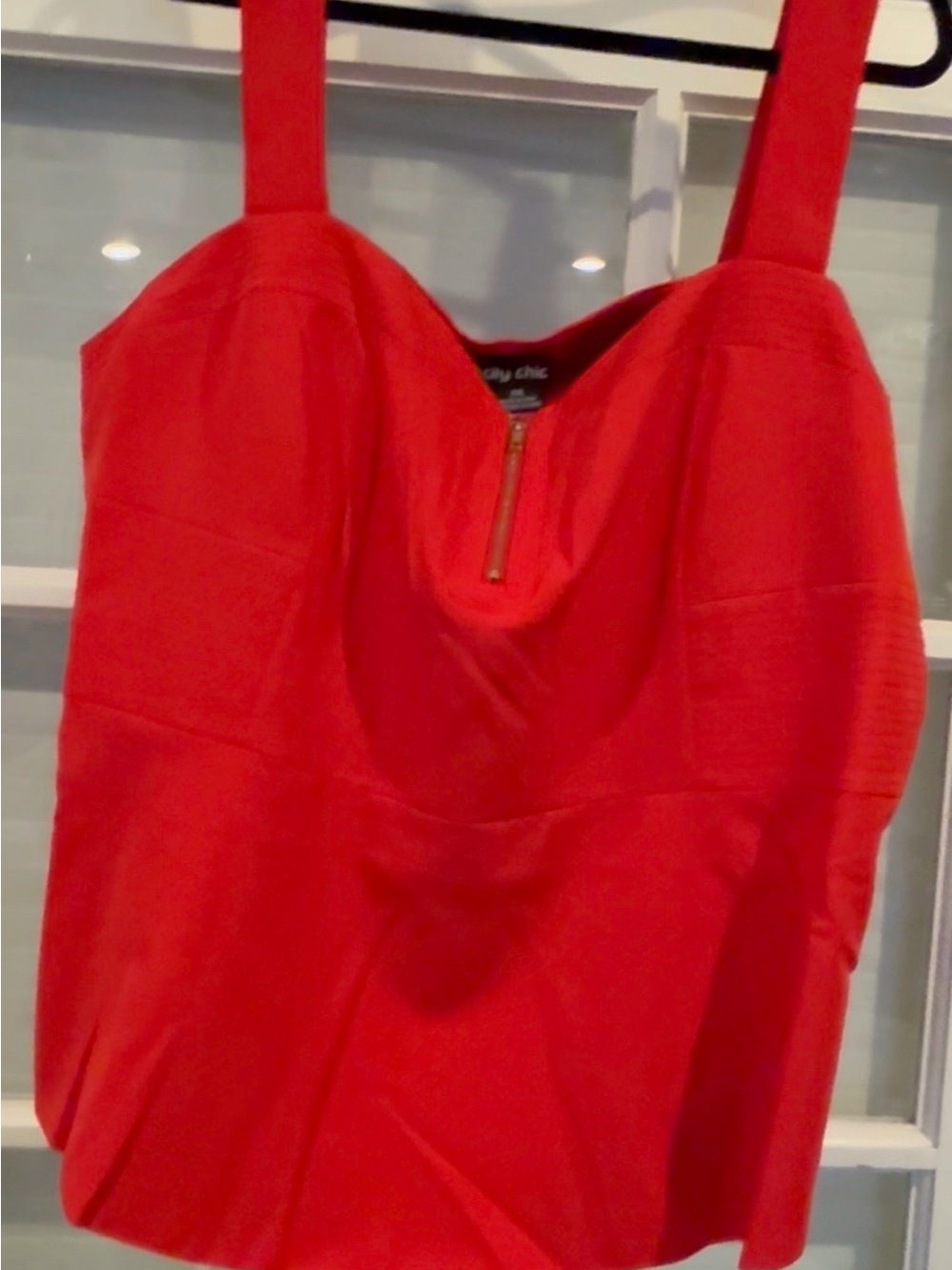 City Chic Red peplum Sweetheart top with Front Zip